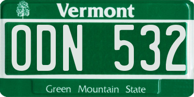 VT license plate ODN532