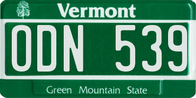 VT license plate ODN539