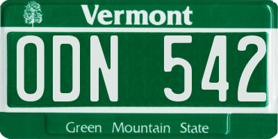 VT license plate ODN542