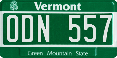 VT license plate ODN557