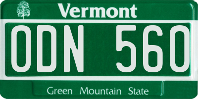 VT license plate ODN560