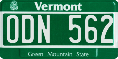 VT license plate ODN562