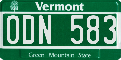VT license plate ODN583