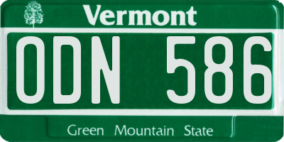 VT license plate ODN586
