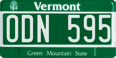 VT license plate ODN595