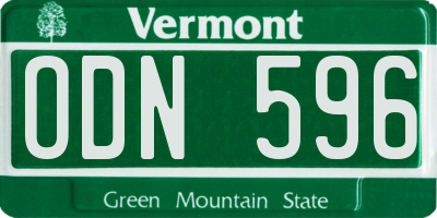 VT license plate ODN596