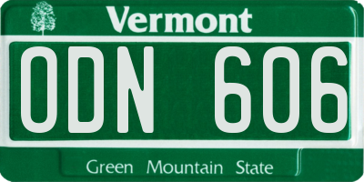 VT license plate ODN606