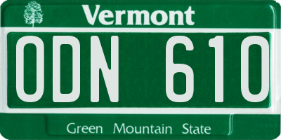 VT license plate ODN610