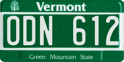 VT license plate ODN612
