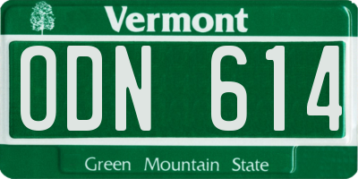 VT license plate ODN614