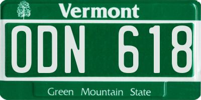 VT license plate ODN618