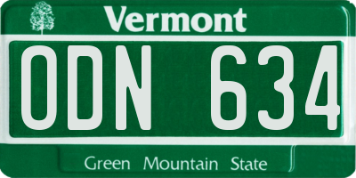 VT license plate ODN634