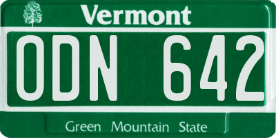 VT license plate ODN642