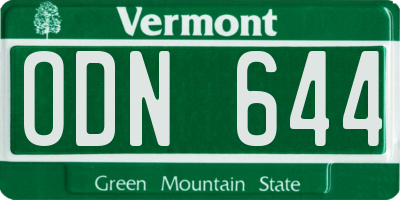 VT license plate ODN644