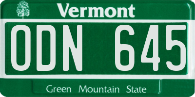 VT license plate ODN645