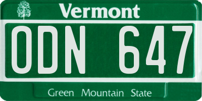VT license plate ODN647
