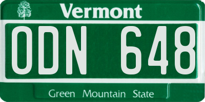 VT license plate ODN648