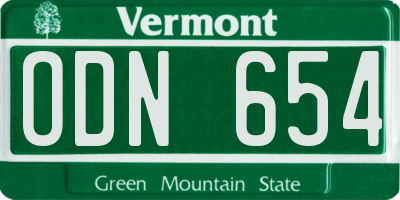 VT license plate ODN654