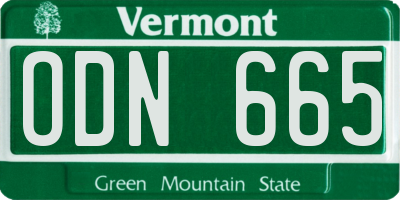 VT license plate ODN665