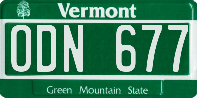 VT license plate ODN677