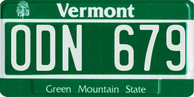 VT license plate ODN679