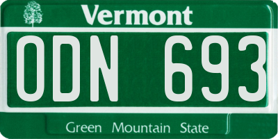 VT license plate ODN693