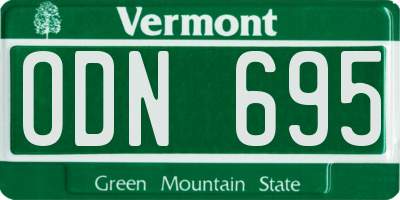 VT license plate ODN695