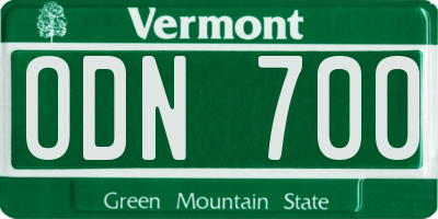 VT license plate ODN700