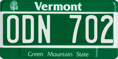 VT license plate ODN702