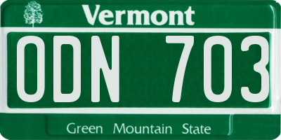 VT license plate ODN703