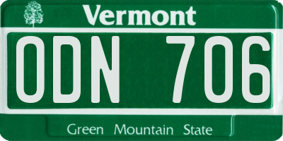 VT license plate ODN706