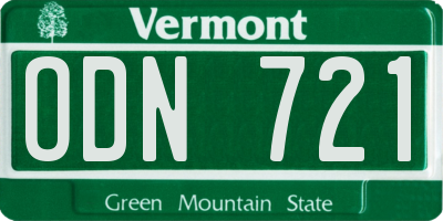 VT license plate ODN721