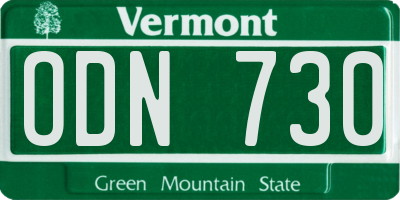 VT license plate ODN730