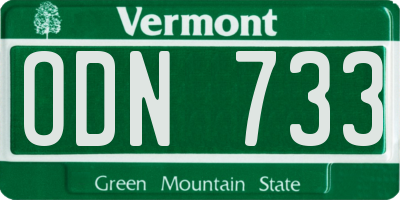 VT license plate ODN733
