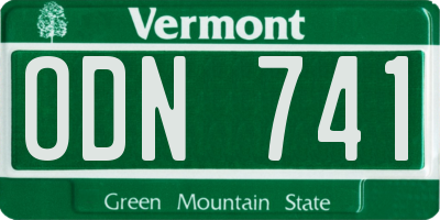 VT license plate ODN741
