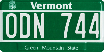 VT license plate ODN744