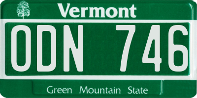 VT license plate ODN746