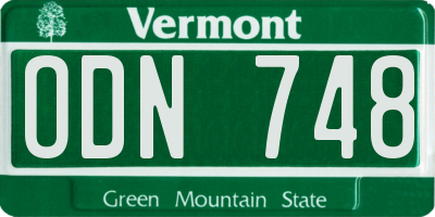 VT license plate ODN748