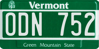 VT license plate ODN752