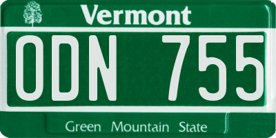 VT license plate ODN755