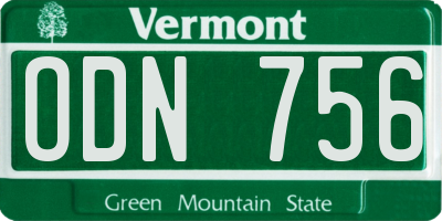 VT license plate ODN756