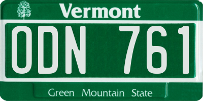 VT license plate ODN761