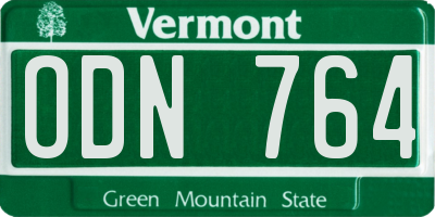 VT license plate ODN764