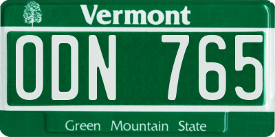 VT license plate ODN765