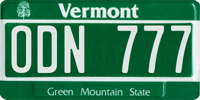 VT license plate ODN777