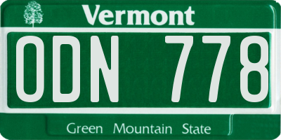 VT license plate ODN778