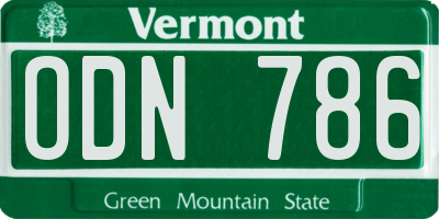 VT license plate ODN786