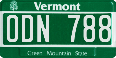 VT license plate ODN788