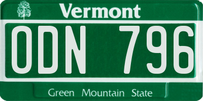 VT license plate ODN796
