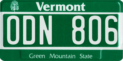 VT license plate ODN806